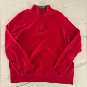 Polo Ralph Lauren Mens XL Red Quarter Zip Pullover Sweater Cotton Pony